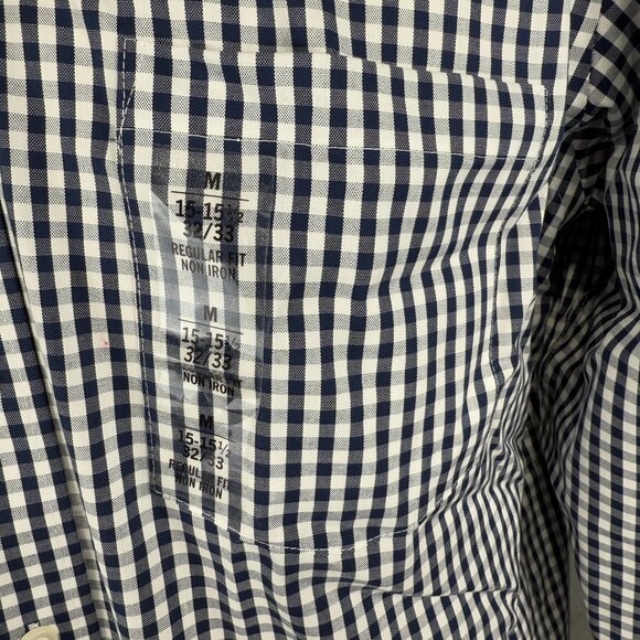 Kenneth Cole Reaction Mens Button-Up Black & White Checkered Non-Iron Shirt M - Picture 10 of 12